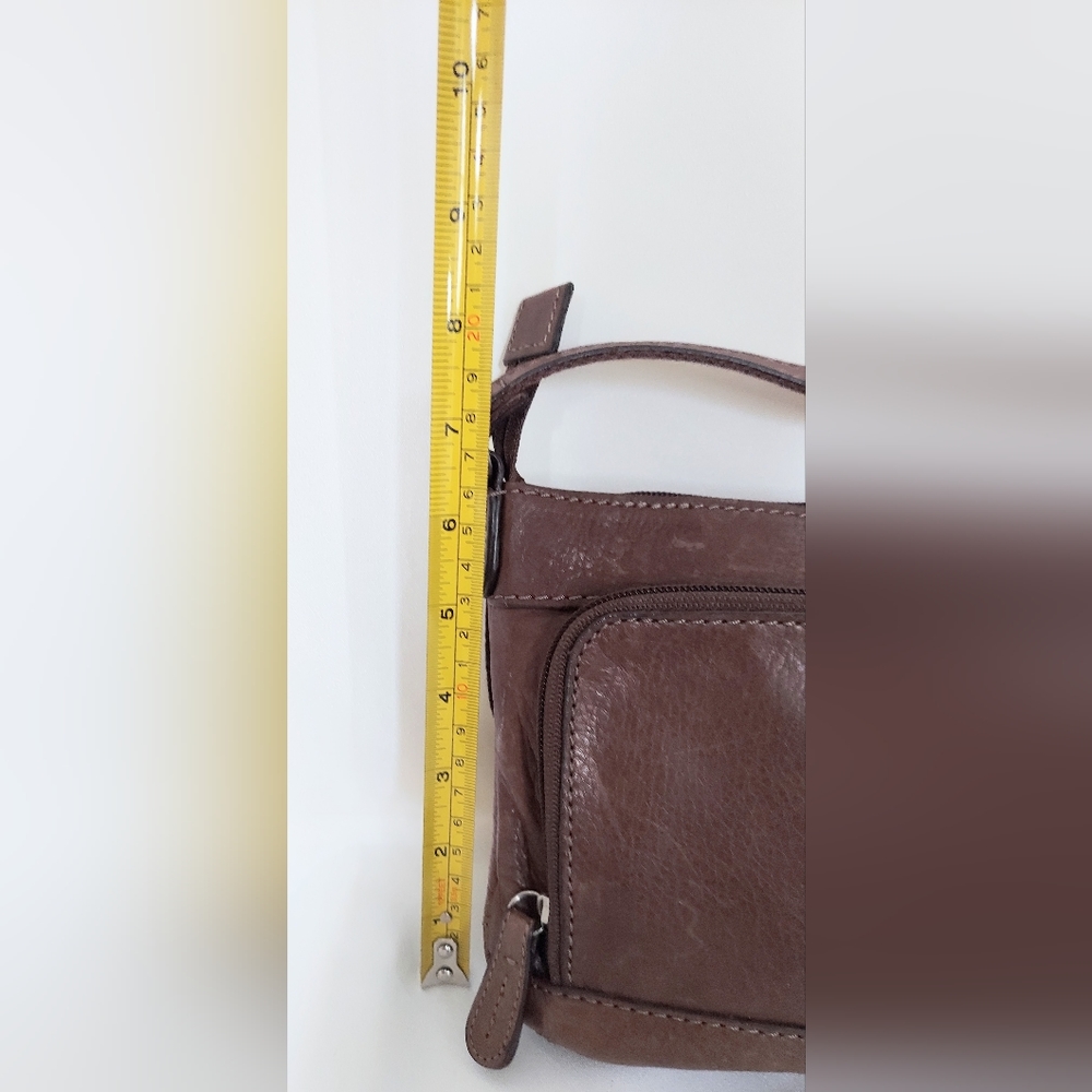 Fossil Adjustable Strap Crossbody Bag Brown Pebbled Leather - Picture 7 of 10
